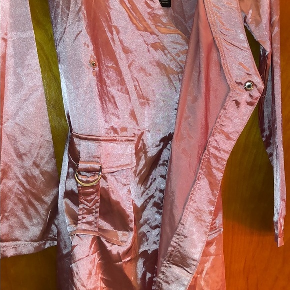 NWT PrettyLittleThing Rose Satin Utility LS Dress - Picture 6 of 7